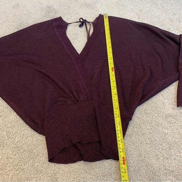 Bebe maroon burgundy metallic glitter wrap sweater Sz M - Picture 9 of 10